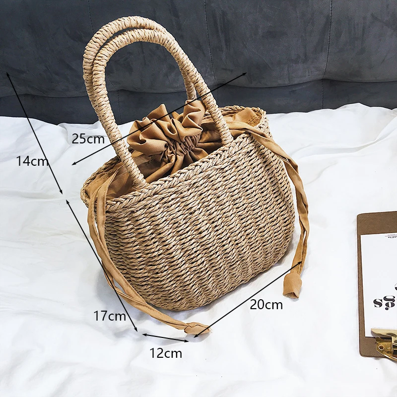 Straw Bags for Women Summer Rattan Bag Handmade Woven Beach Bag Bohemia Handbag Bolsos Fashion Rattan Basket Tote Purse