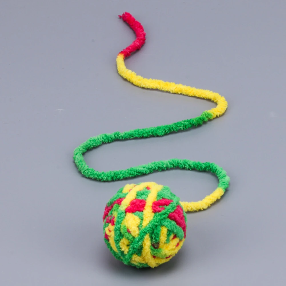 Nontoxic Gifts Play Fun Teaser Woolen Yarn Easy Clean Toy Ball Eco-friendly Fuzzy Pet Cat Colorful Long Tail Interactive