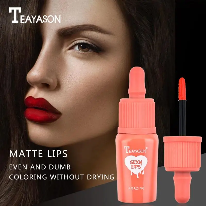 TEAYASON Lip Gloss Baby Bottle Dye Lip Liquid 6Color Matte Lip stain Lip Blam Lasting Non-fading Non-stick Liquid Lipstick TSLM1