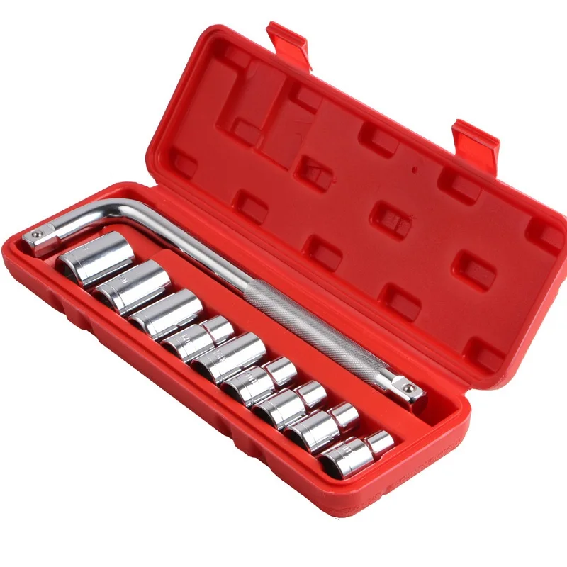 10pcs Car Repair Tool L Shape 8mm 10mm 12mm 13mm 14mm 17mm 19mm 21mm 24mm Socket Wrench Combination Suit Disassembly Tool
