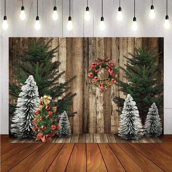 

Photography Background Christmas Tree Retro Vintage Wooden Wall Fireplace Christmas Decoration Backdrops Photo Studio Backdrop