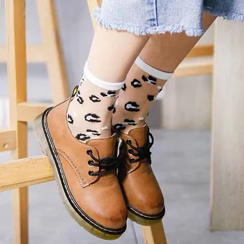 

New Spring Summer Women Thin Crystal Socks Leopard Mesh Sexy Female Middle Tube Sock Breathable Hosiery Wholesale