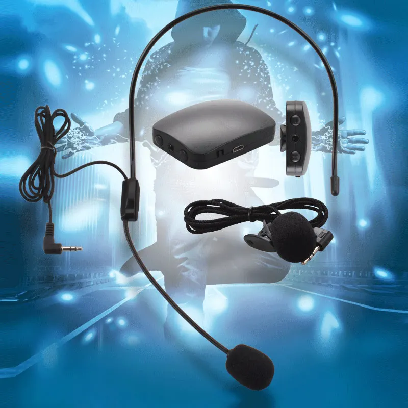 FM Wireless Microphone Transmitter with Headset Mic Lapel Mic for Teacher Guide SP99
