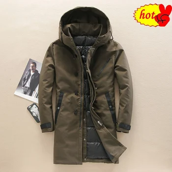 

Mens Hooded Long Duck Down Jackets Man Thick Winter Down Coats Male Fashion Long Down Overcoat Keep Warm Outerwear JK-3066