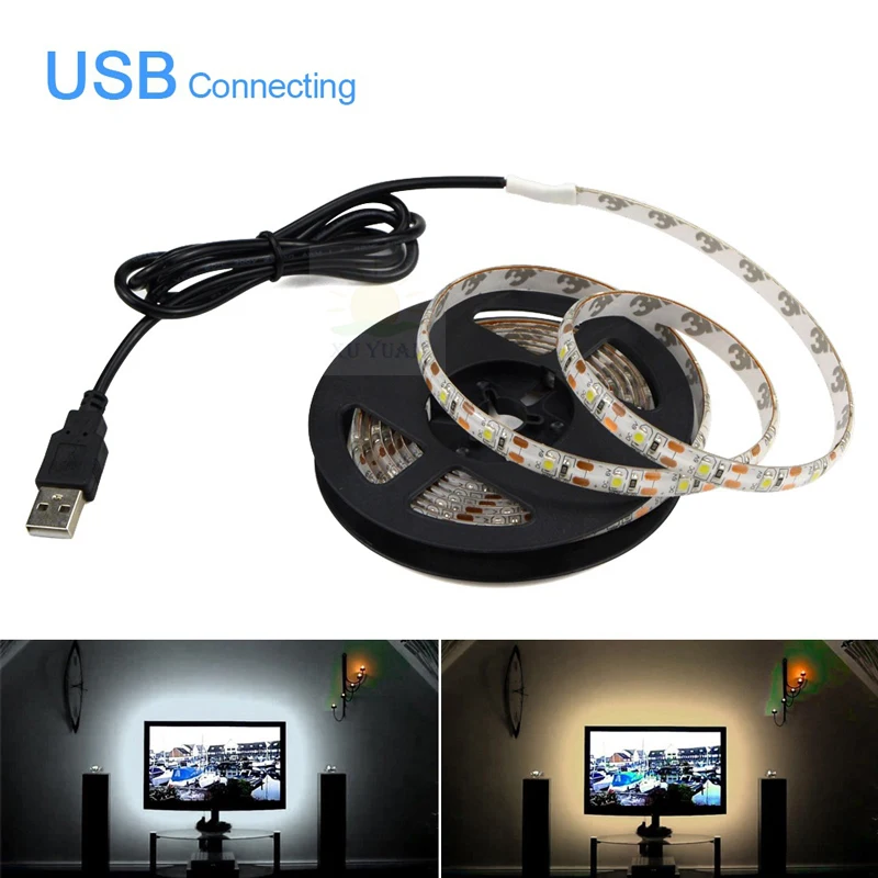 USB Светодиодная лента лампа RGB 3528SMD DC5V гибкий светильник Диодная лента ТВ гирлянда подсветка украшения неоновые лампы Водонепроницаемый 204