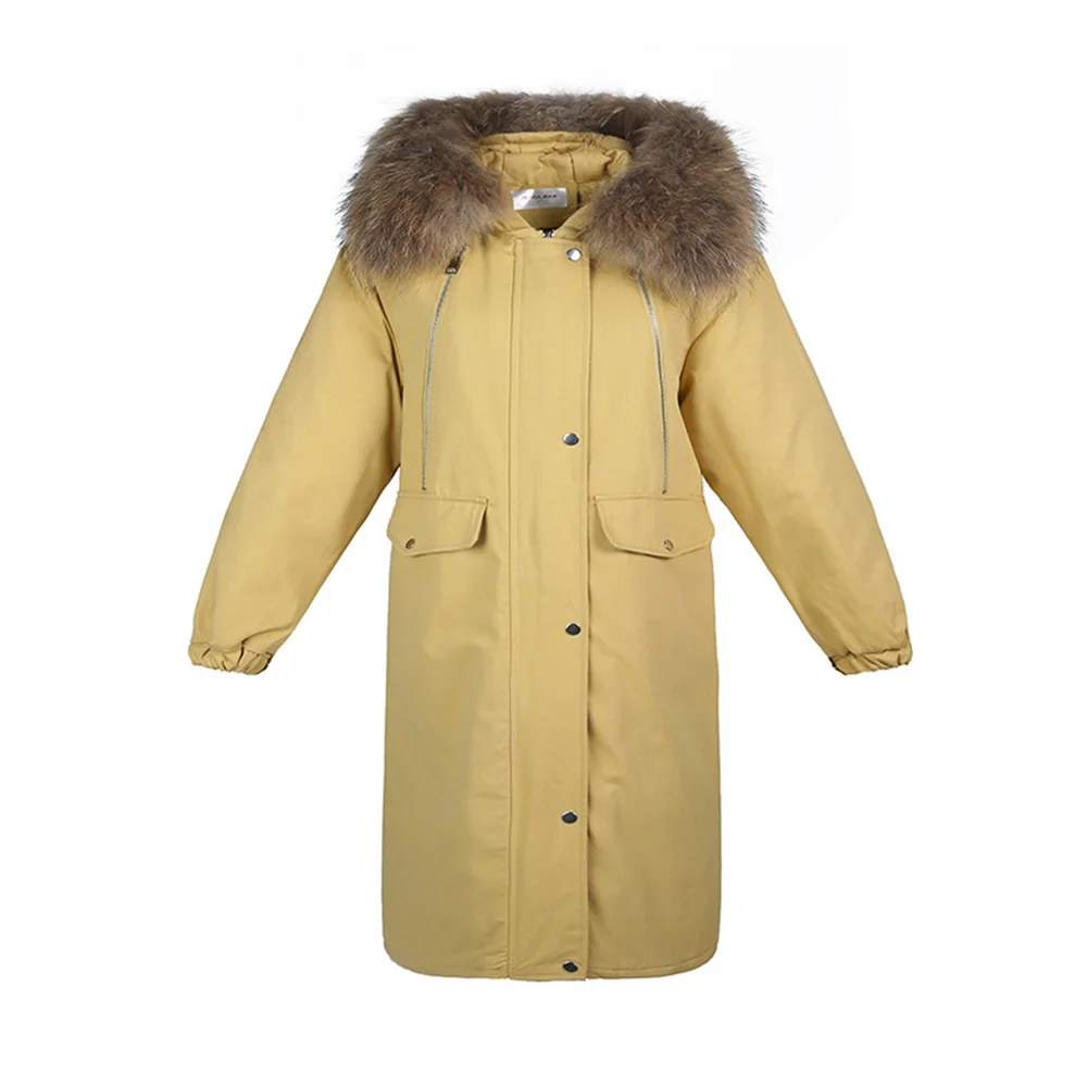 

Winter 2019 New Casual Parka Tops Women Sustans Fur Hooded A Line Thick Full Sleeve Zipper Solid X Long fashion Coat Plus Size