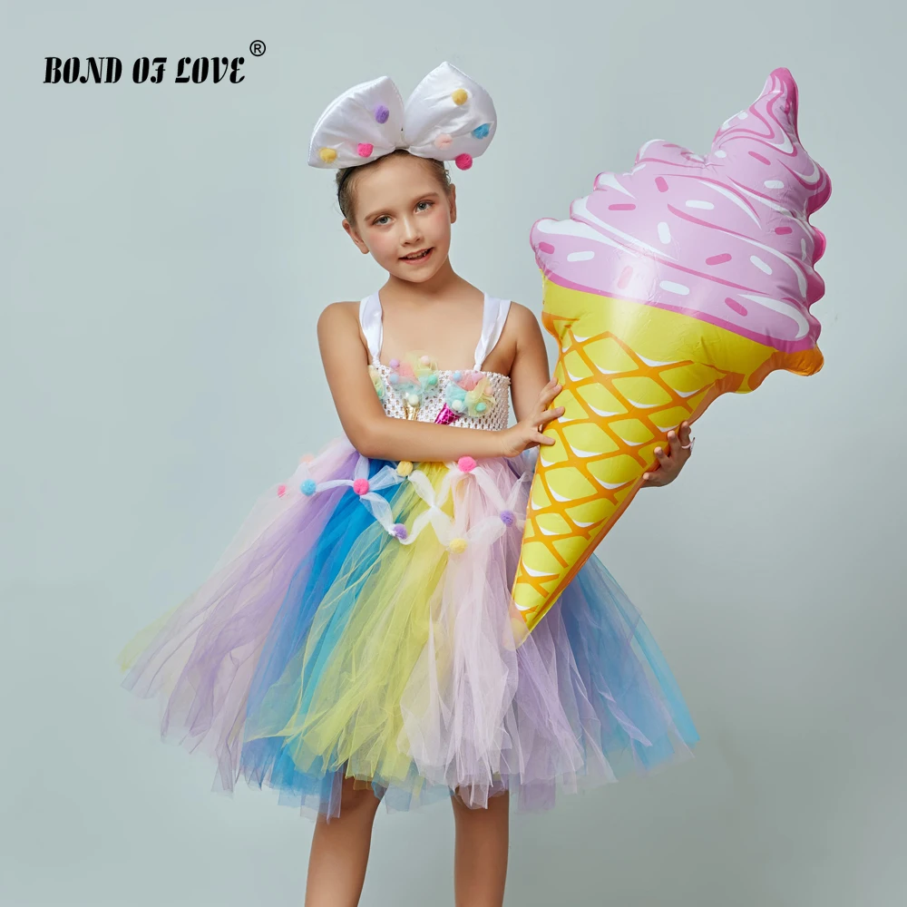 Girls tutu Dress with Headband Christmas Party Candy Girls Kids Ice Cream Tutu Dress Princess Costume (2)