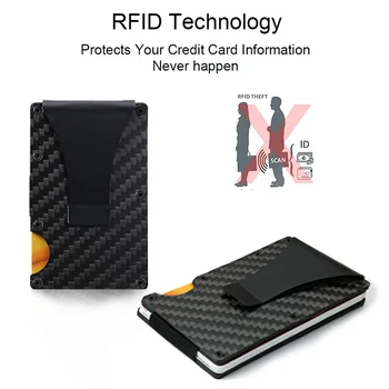 

Carbon Fiber Rfid Men Metal Wallets Slim Small Thin Mini Trifold Wallet Black Smart Male Card Purse Money Bag Vallet 2020