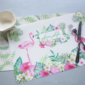 

1PCS 45X30CM Flamingos Tableware PVC Placemat Pad Dining Table Mat Heat Insulation Non Slip Placemats Flamingo Bowl Coaster