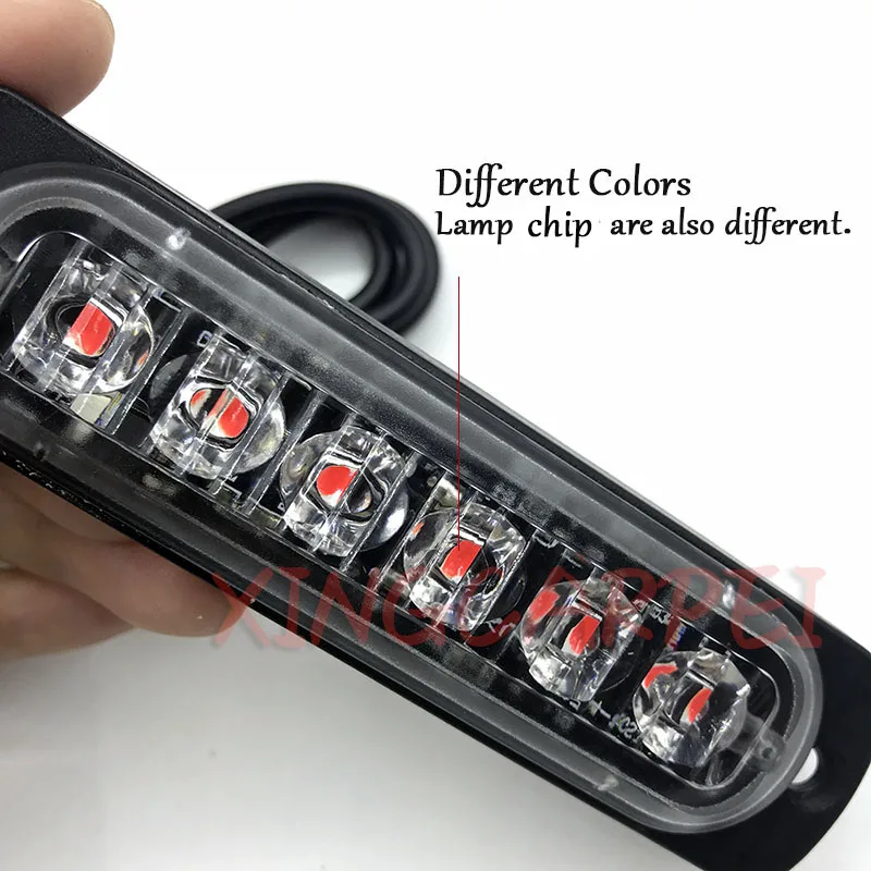 2/4 pcs 6 LED Flash Strobe Emergency Warning Light For Car Auto Truck SUV Motorcycle Side Strobe Warning Flashing Light 12V-24V