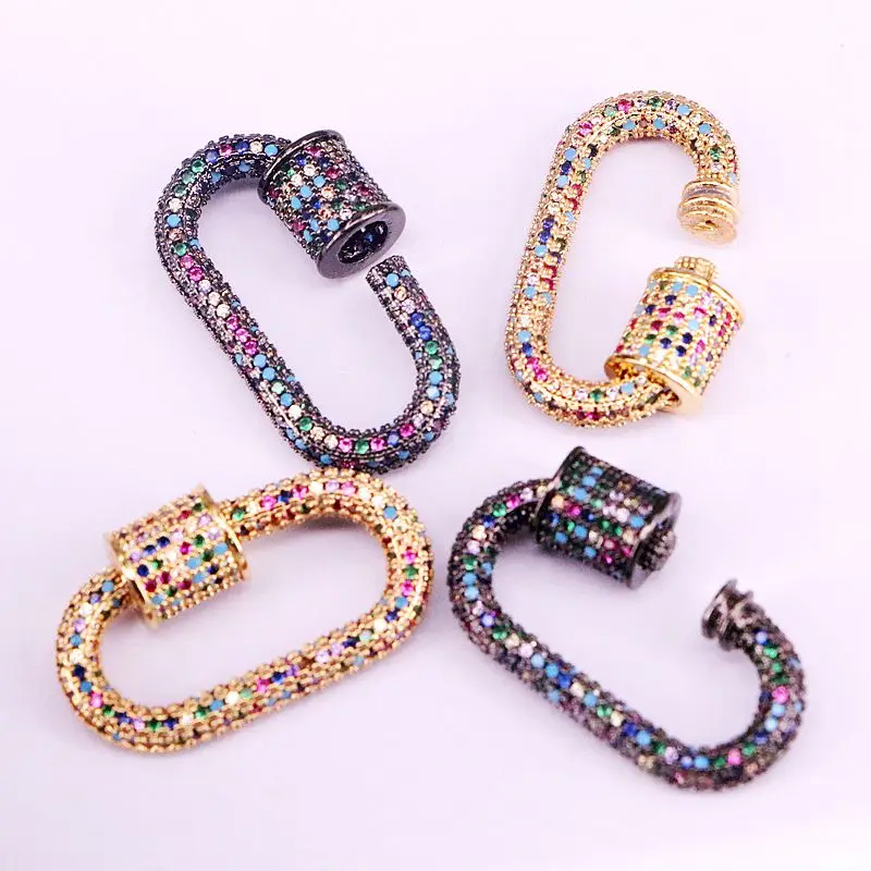 Oval 4 шт., золотой/черный цвет полностью Радужный CZ Micro Pave oval/застежка в форме сердца, соединительная застежка, фурнитура - Цвет: Oval