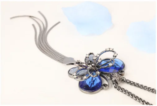 

Nobility Generous Butterfly Sweater Chain Autumn And Winter Long Korean-style Versitile Fashion Tassels Long Sweater Necklace in
