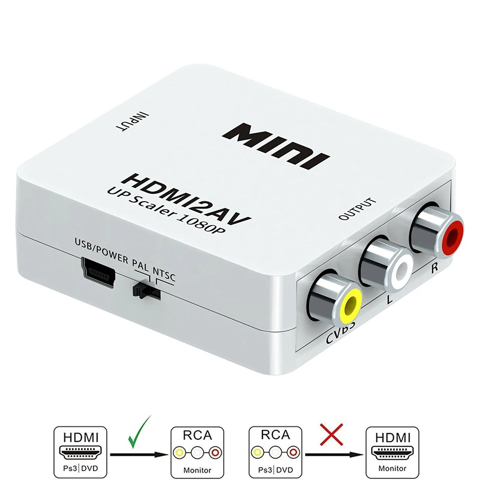 HDMI К AV конвертер Scaler адаптер композитный конвертер в RCA AV/CVSB L/R видео HD 1080P Mini HDMI2AV Поддержка NTSC PAL