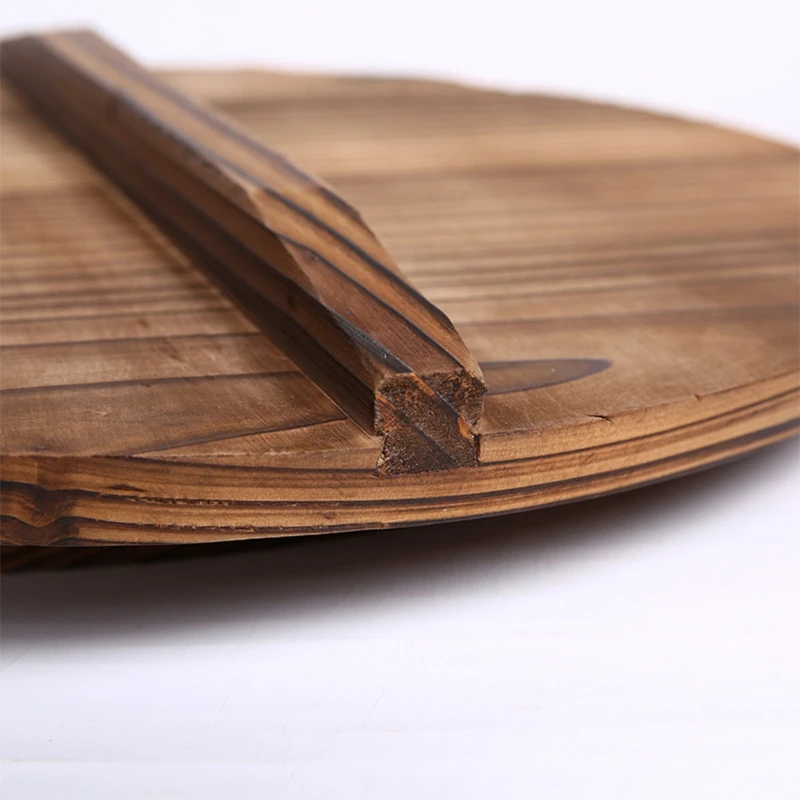 Wooden wood cover Handmade fir anti-scalding pot lid cover wok lid hypotenuse ir
