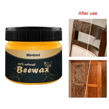 

85g Home Bees Wooden Furniture Polish wax Wipes and Conditioner,100% Natural Bees Non-Toxic Wood Cleaner Protectant Wax