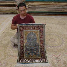 Yilong 2'x3' турецкий Шелковый ковер молитва красный ручной работы Изысканные персидские ковры(TJ095A