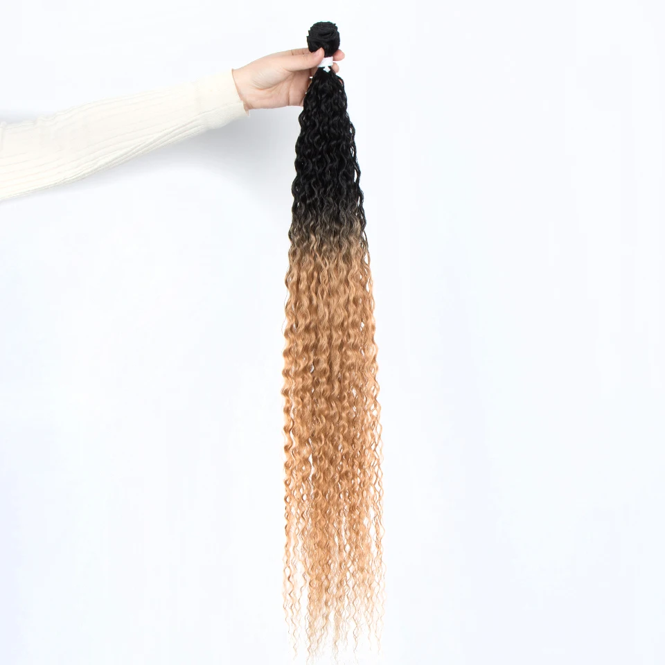 Hair Extensions FASHION IDOL Kinky Curly Ponytail Hair Bundles 34 Inch 100g Soft Long Synthetic Hair Weave Ombre Brown Blonde Extensions
