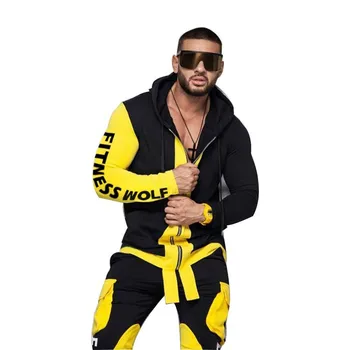 

2020 Men's New Mens Jogger Sets Mens Sweat Suits Sports Casual Set Hooded Zip-up Jacket Mextonmen Autumn and Winter Sports Suite
