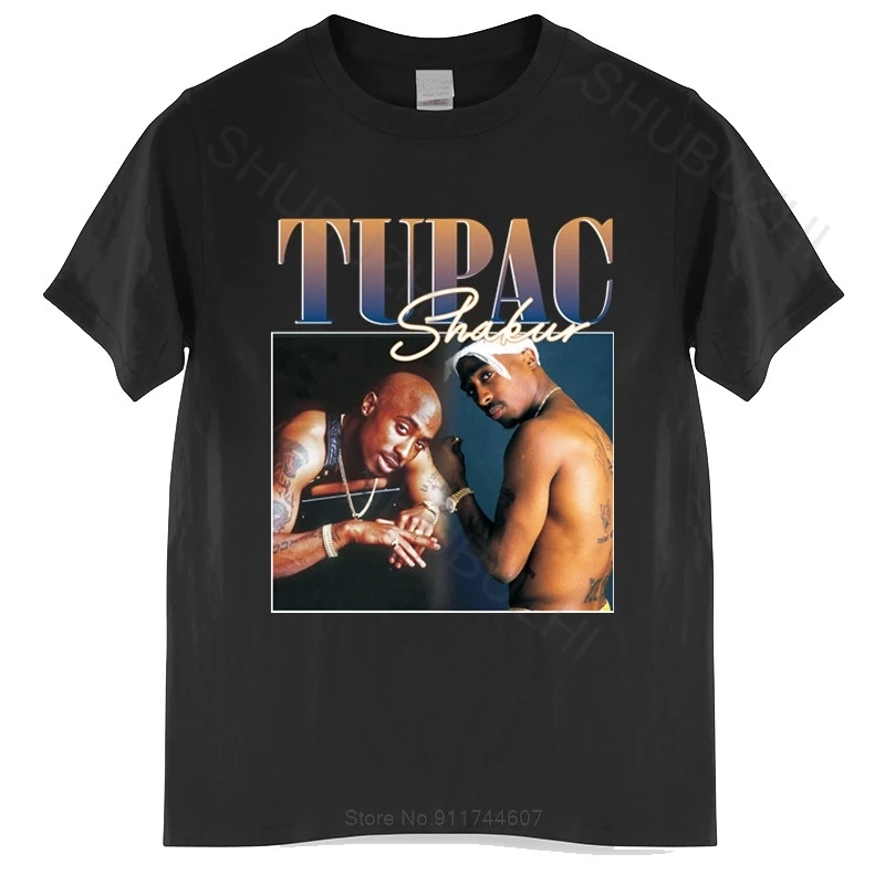 Мужские летняя хлопчатобумажная футболка Свободные топы Tupac 2pac черная футболки