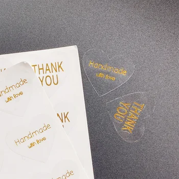 

100pcs/pack New Kawaii Sticker Transparent With Heart Thank You For Party Wedding Gift Packing Sealing Stickers Stationary