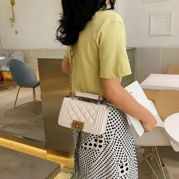

Lingge Chain Bag Women's 2020 New Style Fashion Textured Messenger Bag Square Sling Bag