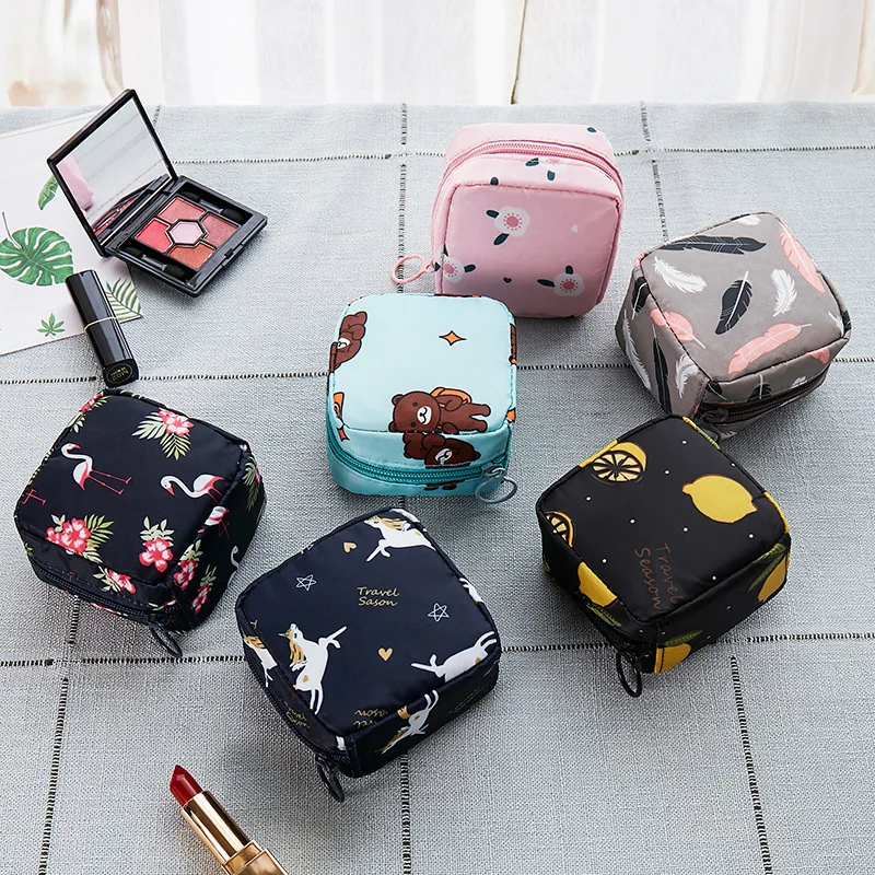 

Women Napkin Coin Cosmetic Bags Organizer Tampon Storage Bag Sanitary Pad Pouch Ladies Makeup Bag Girls Tampon Holder Organizer