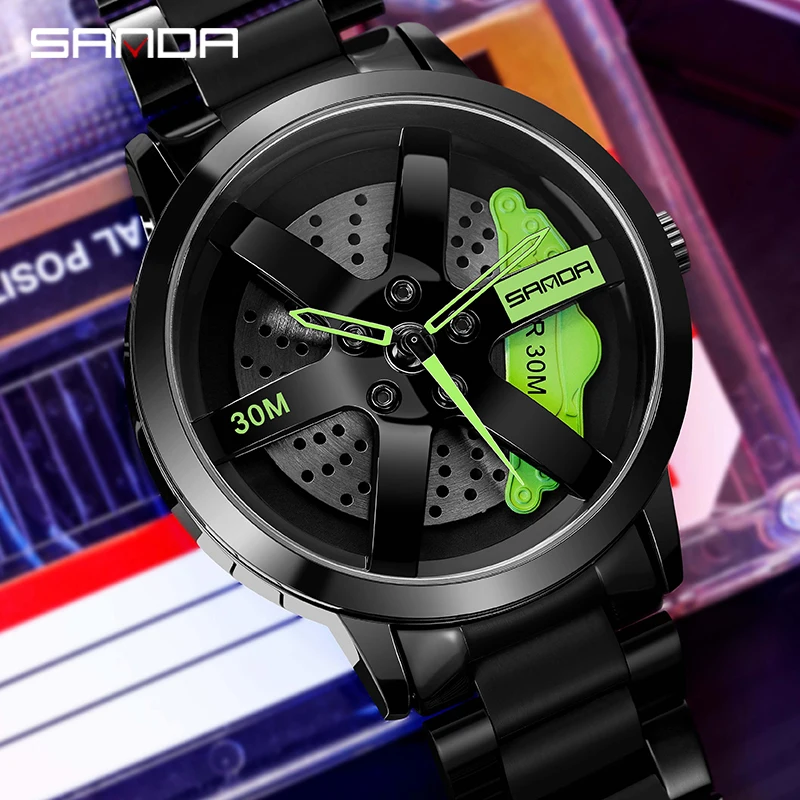 Per Quanto Riguarda Sanda Orologio Da Uomo Rim Hub Orologio Ruota Orologio Da Polso Orologio Sport Car Creativo 360 ° Spinning Orologio Da Polso Da Uo