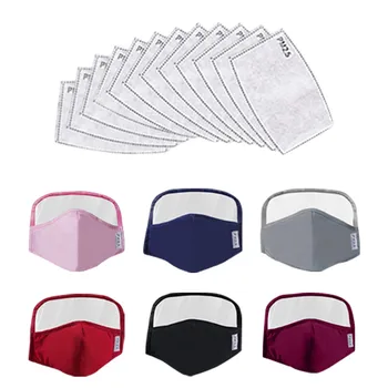 

6pc Reusable Washable Face Masks with10 Replaceable Pm2.5 Filter Mouth Mask Dust Windproof Cotton Valve Respirator with Goggles