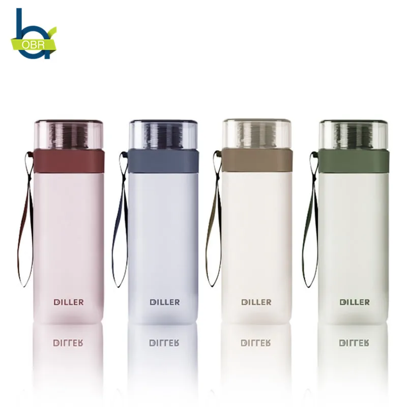 OBR400ml Portable Water Bottle Square Frosted Sport Outdoor Travel With Rope Protein Shaker Leakproof | Дом и сад