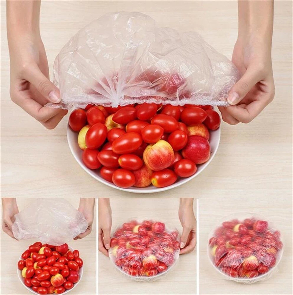 Disposable Food Cover Plastic Wrap Elastic Lids For Fruit Bowls Cups Fresh Saver
