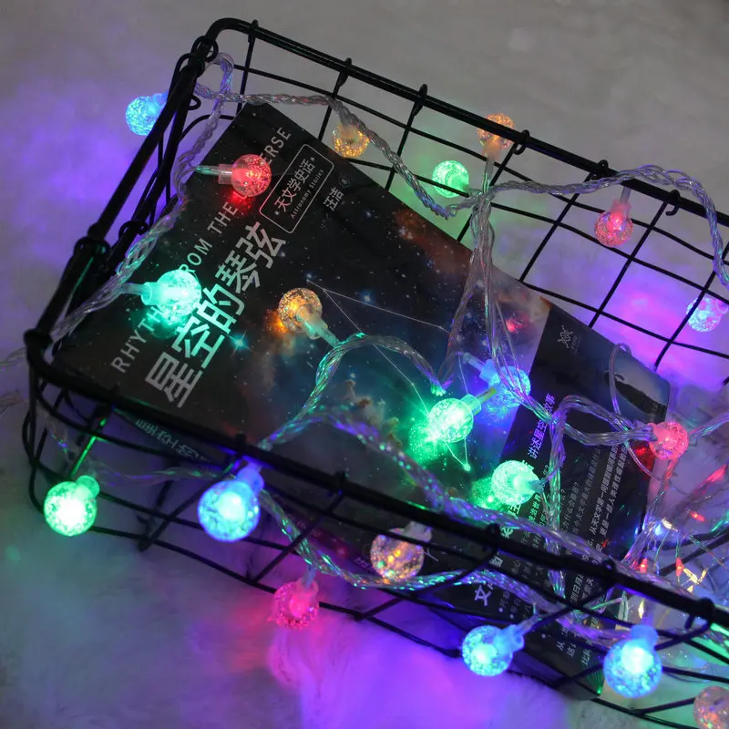 LED Sphere Lighting Chain Crystal Ball Lamp Outdoor Waterproof Holiday Bubble Ball Lighting Chain Stars Wedding Decoration Strin
