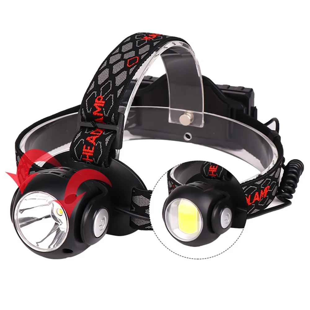 Мощный регулируемый налобный фонарь, перезаряжаемый через USB, головной светильник T6+ COB светодиодный налобный светильник, белый, красный светильник, 9 режимов, налобный фонарь, аккумулятор 18650