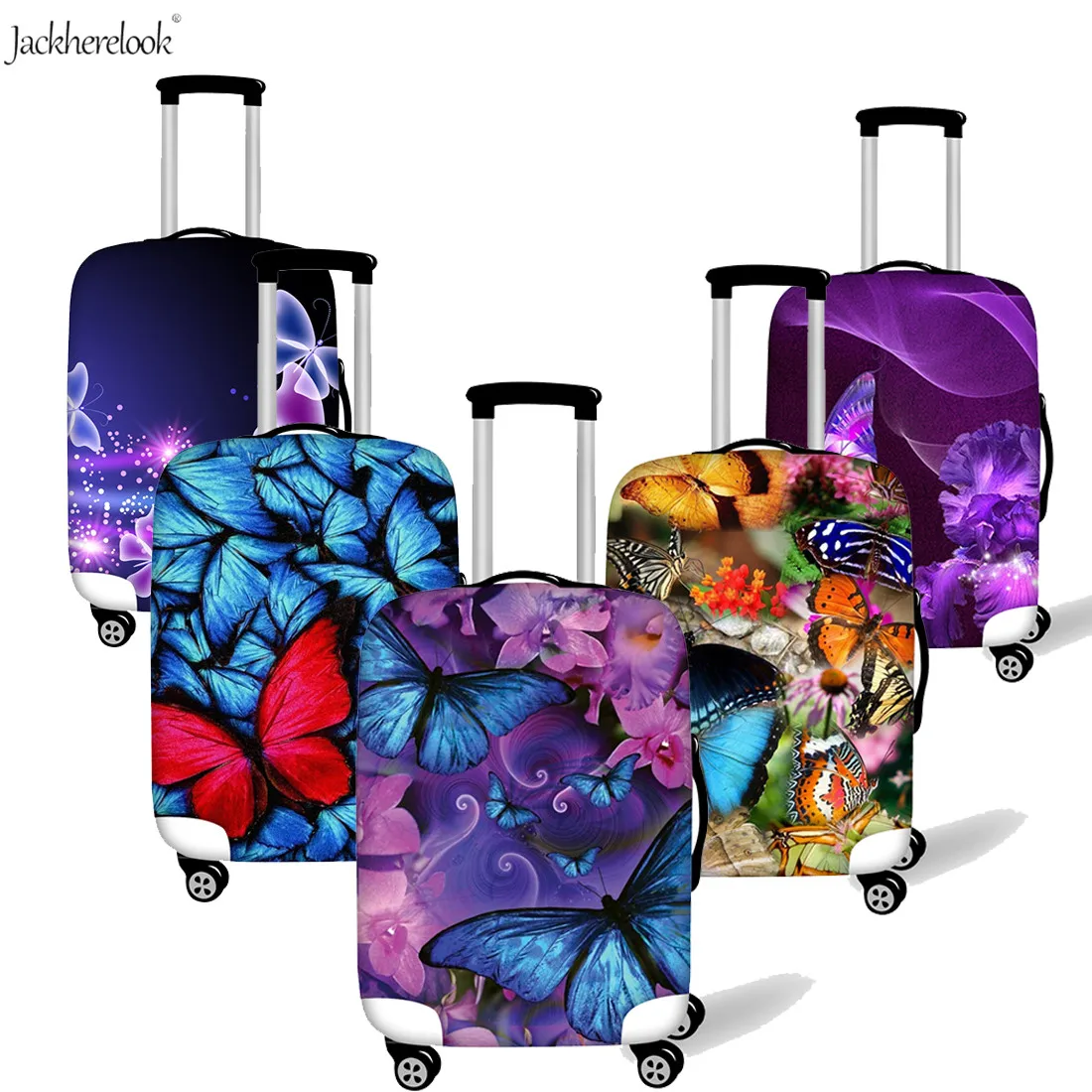 Jackherelook 3D фиолетовая синяя бабочка с рисунком фото Внешний чехол на колесиках