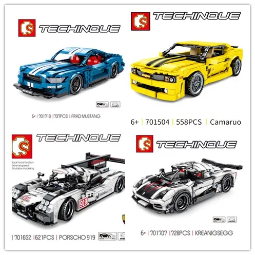 

SD701504/701601/701710 Technology Series super car Macaruo Backcar Building Blocks Bricks Children Educational Toys Model Gifts