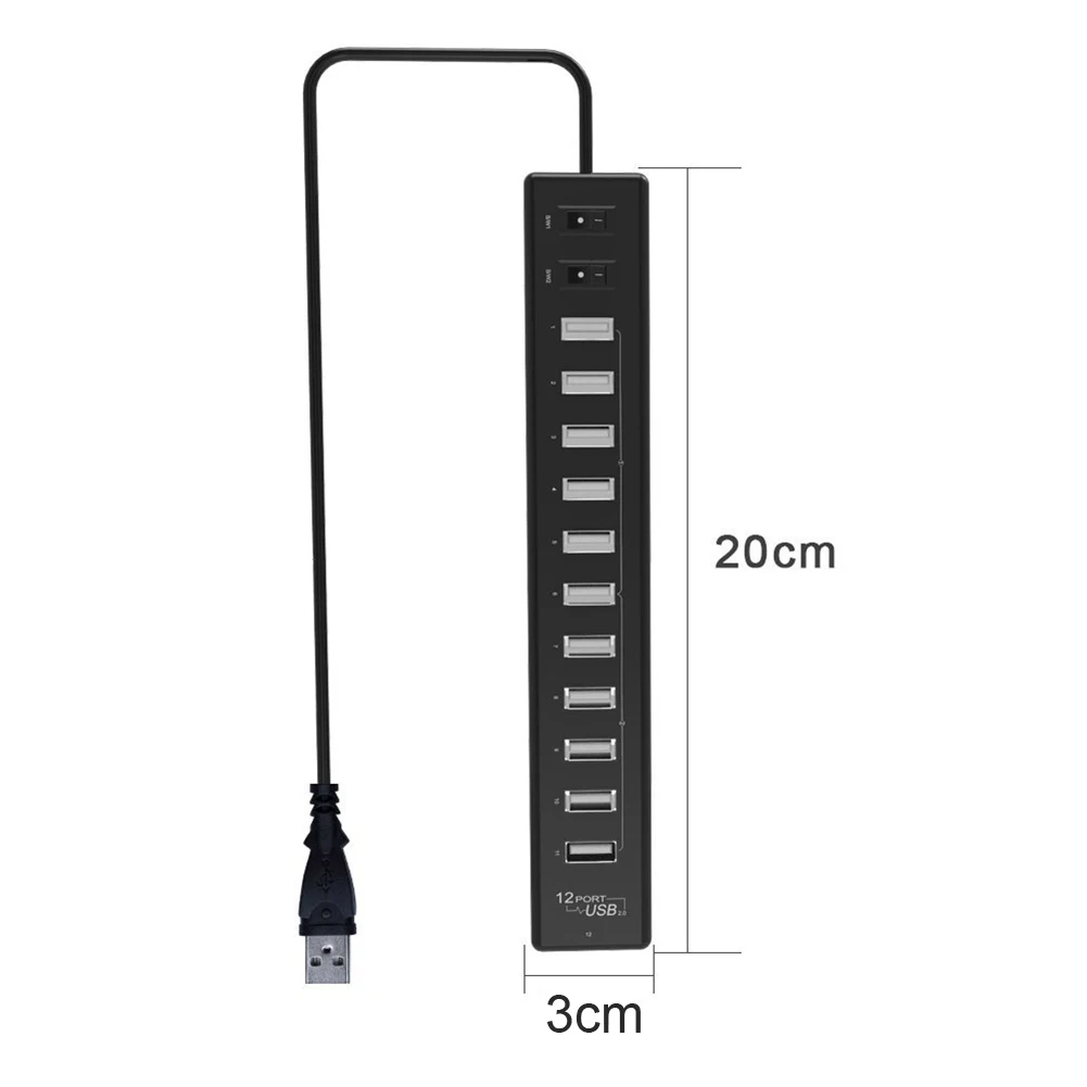 Перетащите двенадцати USB2.0 концентратор, 12-Порты и разъёмы USB высокое Скорость концентратор для Mac, ПК, USB флеш-накопители, зарядка Порты и разъёмы и Другое устройств