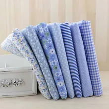 7 sztuk 50cm X48cm darmowa wysyłka zwykły cienki Patchwork bawełna tkanina w kwiaty serii niebieski urok ćwiartki pakiet do szycia