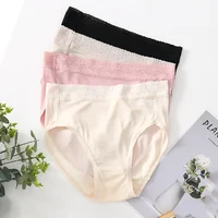 Sous-vêtements pour femmes, slip en soie véritable, culotte Hipster, Sexy, dentelle, grande taille, sans couture, taille moyenne, paquet de 3 M-2XL 3