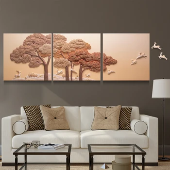 

New Chinese-style living room decorative painting mural sofa background painting modern minimalist DIY three-dimensional relief
