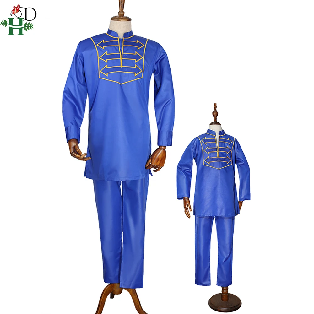 H& D/мужская одежда в африканском стиле для мальчиков футболка с длинным рукавом, штаны, костюм для мужчин, папы и сына, одежда с вышивкой Дашики вечерние наряды