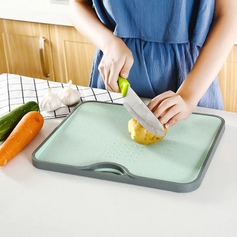 

plastic cutting board Eco Wheat Straw Cutting Board Rectangle Gourmet Chopping Board With Grinding Garlic Tool Cooking Kitchen