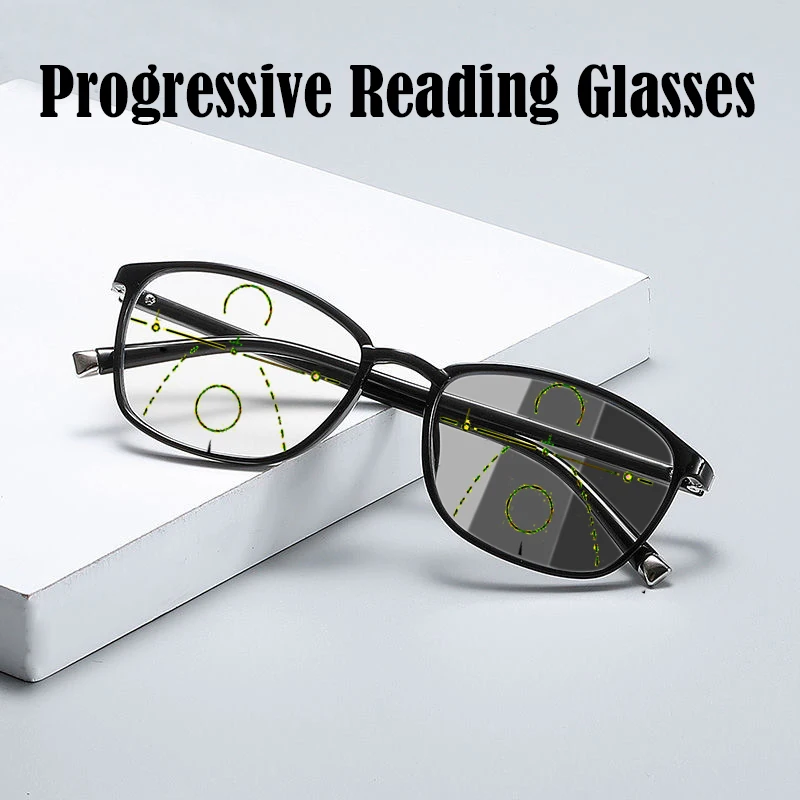 

High Quality Classic Photochromic Reading Glasses Men Progressive Multifocal Black TR90 Frame Presbyopia Glasses Women 1 .5 2.0