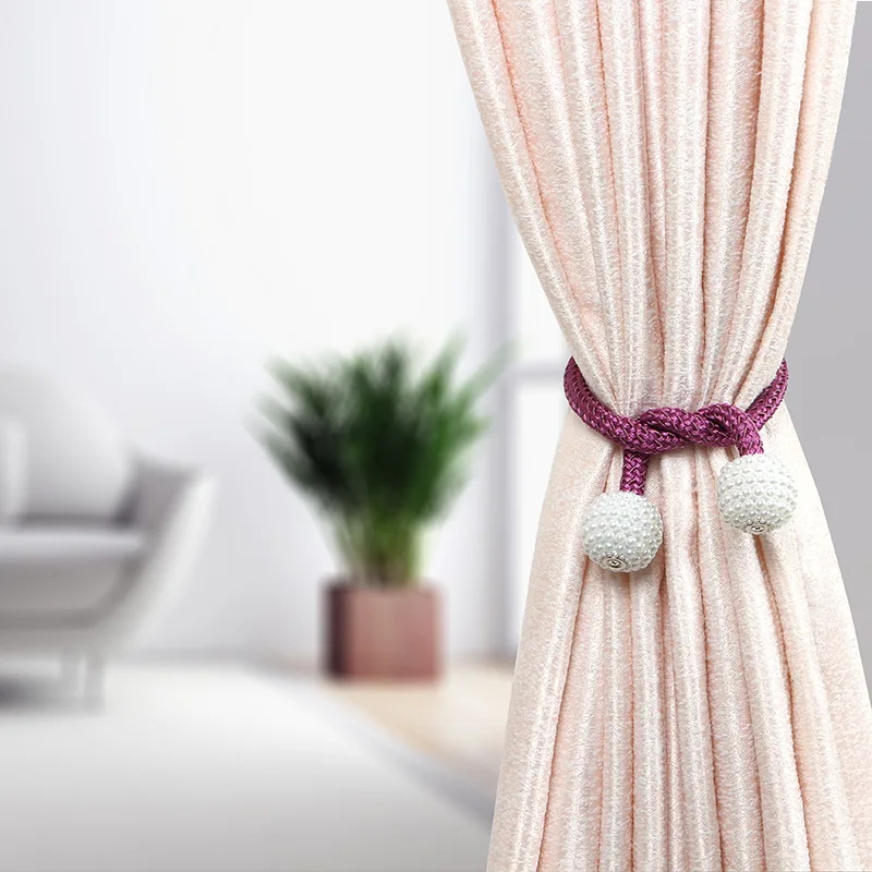 1PC Magnetic Curtain Hooks Rope Buckle Tie Backs Holdbacks Home Decor Creative 