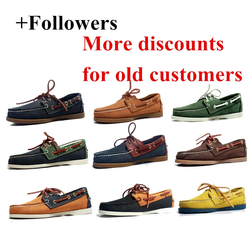 Mens Casual Leather Docksides Deck Lace Up Moccain Boat Loafers Shoes Driving Unisex Plus Size More Colors Handmade shoes X013