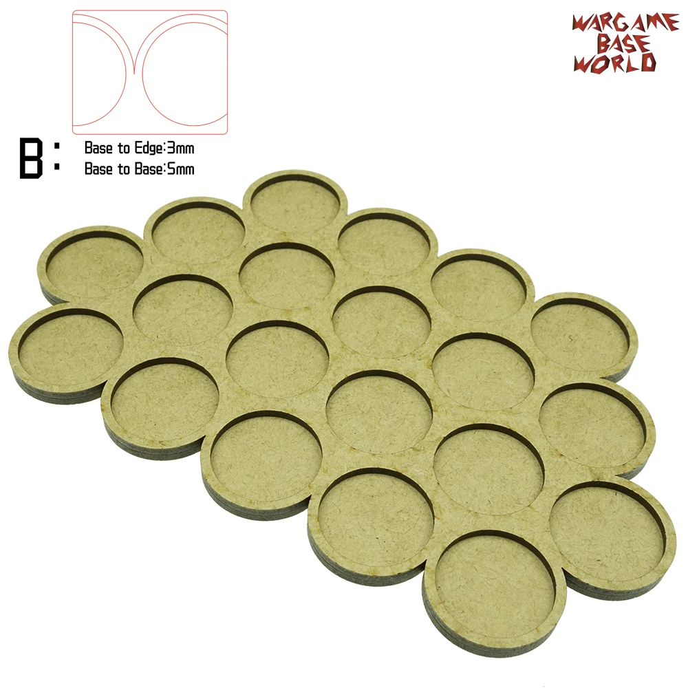 edge3basetobase5 Wargame Base World-Movement Tray-20 цоколей 32 мм круглой формы MDF - Цвет: edge3basetobase5