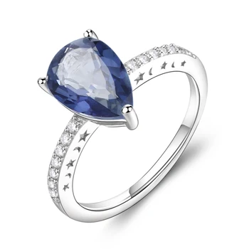 

Gem's Ballet 2.05Ct Natural Iolite Blue Mystic Quartz Gemstone Ring For Women Wedding Band Ring 925 Sterling Silver Fine Jewelry