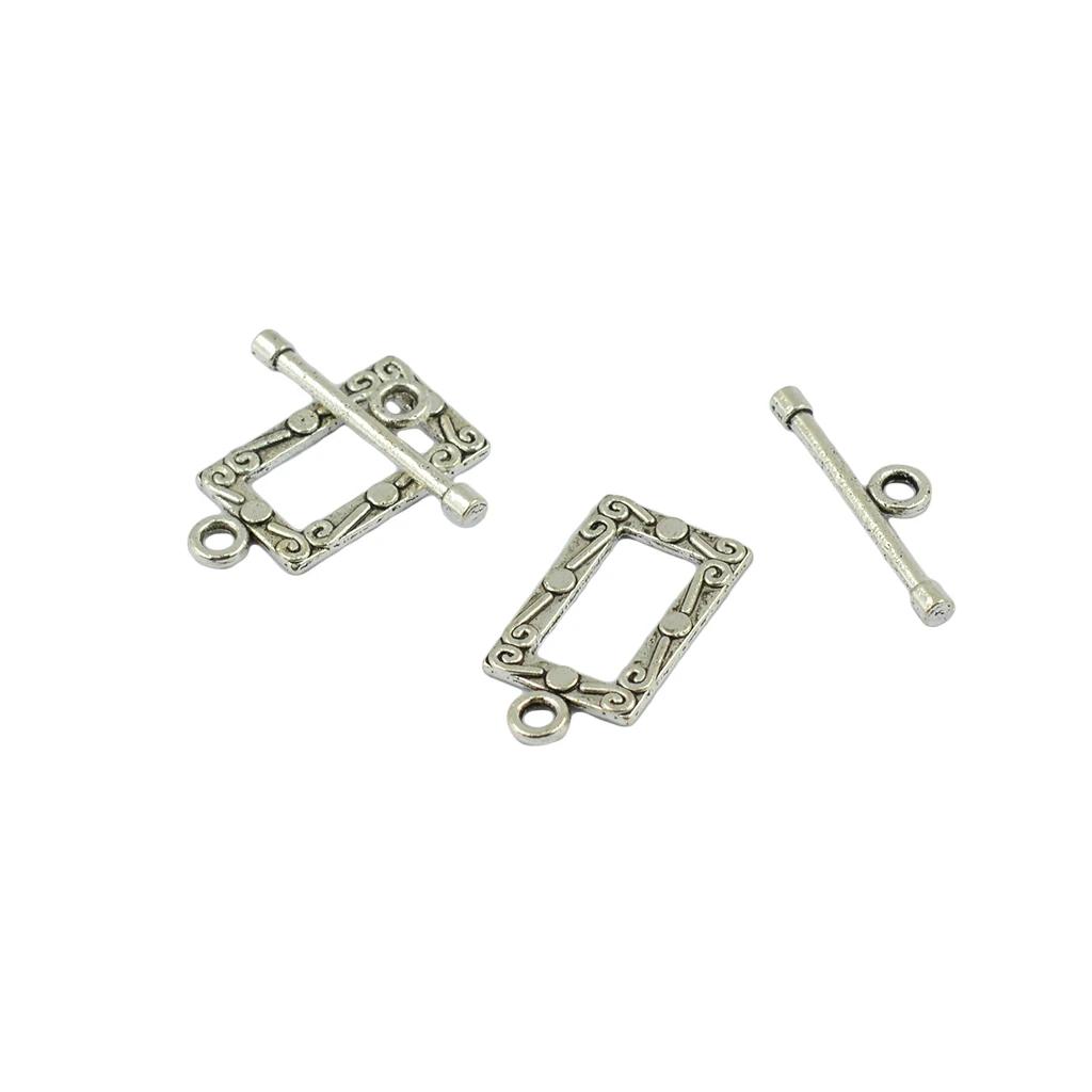 50 Sets Tibetan silver color Wire Rectangle Bar OT Toggle Clasps Jewelry DIY Craft 22 x 12 mm Toggle fit Bracelet