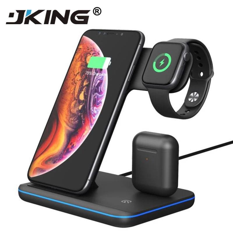 

Universal 15W Qi Wireless Charger For Iphone X 8 Xiaomi Quick Charge 3.0 Fast Charger Dock Stand For Apple Airpods Watch 4 3 2 1