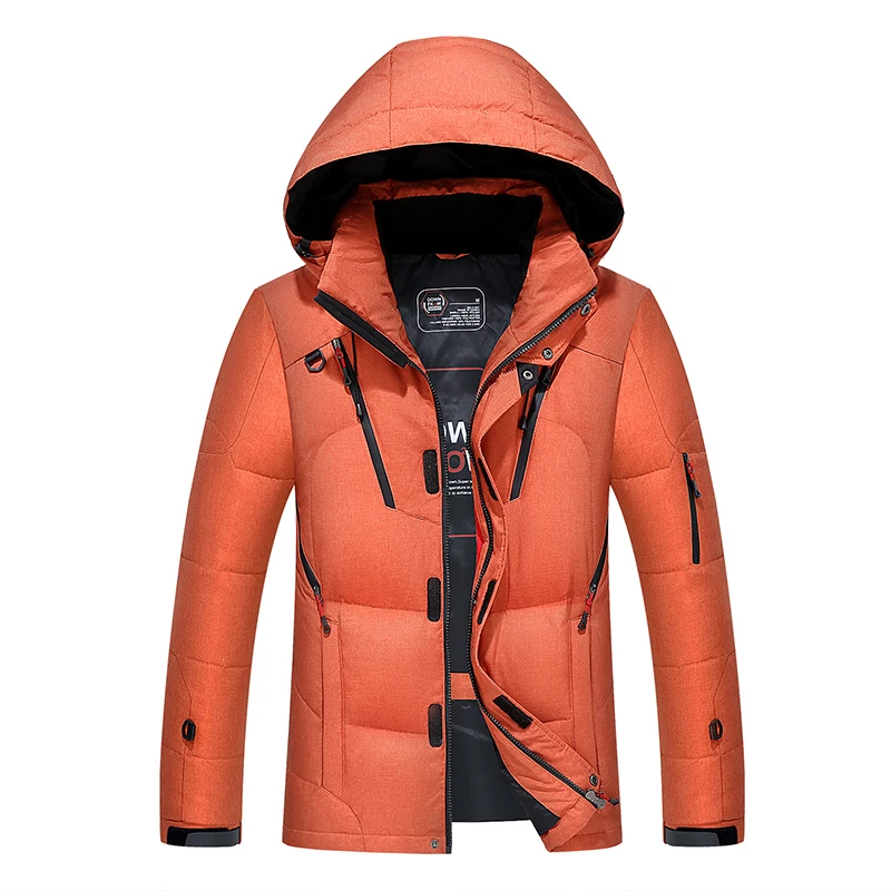 Мужская Зимняя парка, теплый пуховик, практичная водонепроницаемая куртка на молнии с карманом, высокое качество, белый пуховик на утином пуху, мужское ветрозащитное пальто