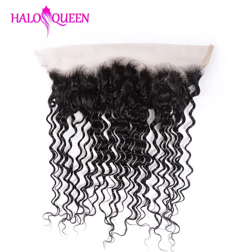 Tanie Zestawy HALOQUEEN z głębokimi falami z 13*4 czołowymi wiązkami malezji z zamknięciem wiązki ludzkich włosów w kolorze naturalnym z czołem