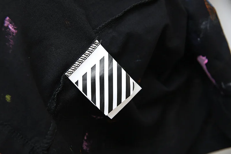 Высокое Качество OFF-WHITE Ограниченная серия ручная роспись красочные граффити парная футболка с короткими рукавами
